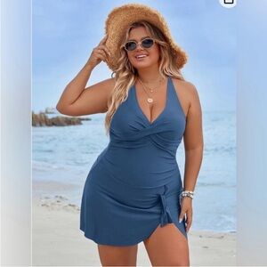 Blooming Jelly Dresskini One Piece Swimsuit Size XXL Color Blue Padded NWT